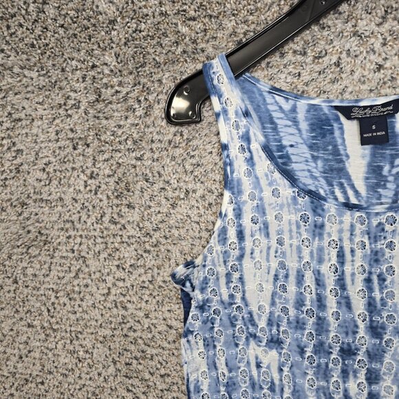 Lucky Brand Top Womens Small Blue Sleeveless Scoop Neck Tank Boho Embroidered - Picture 3 of 7